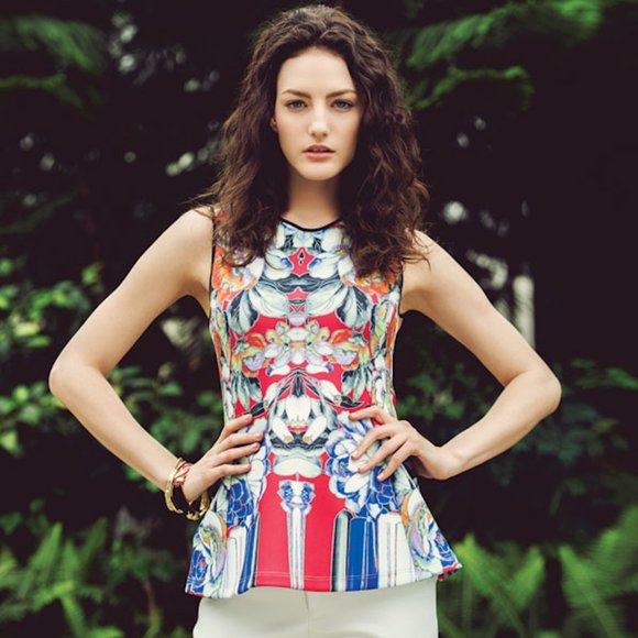 Clover Canyon 'Flower Tracers' Peplum Blouse (XS) - Picture 1 of 8